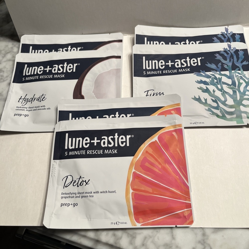 Face Masks Lune / Aster 5 Minute Rescue Mask Assortment HYDRATE  FIRM DETOX